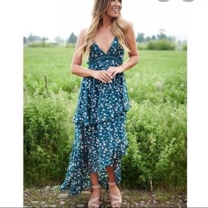 NANAMACS Best Buds Green Floral open back dress